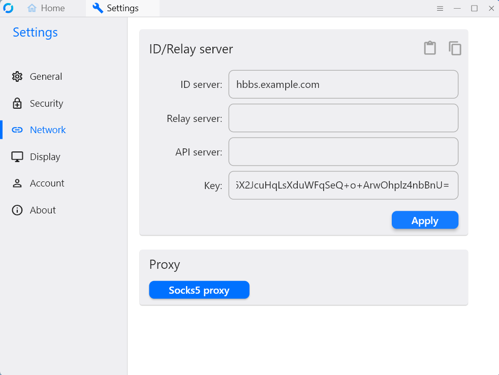 RustDesk network window